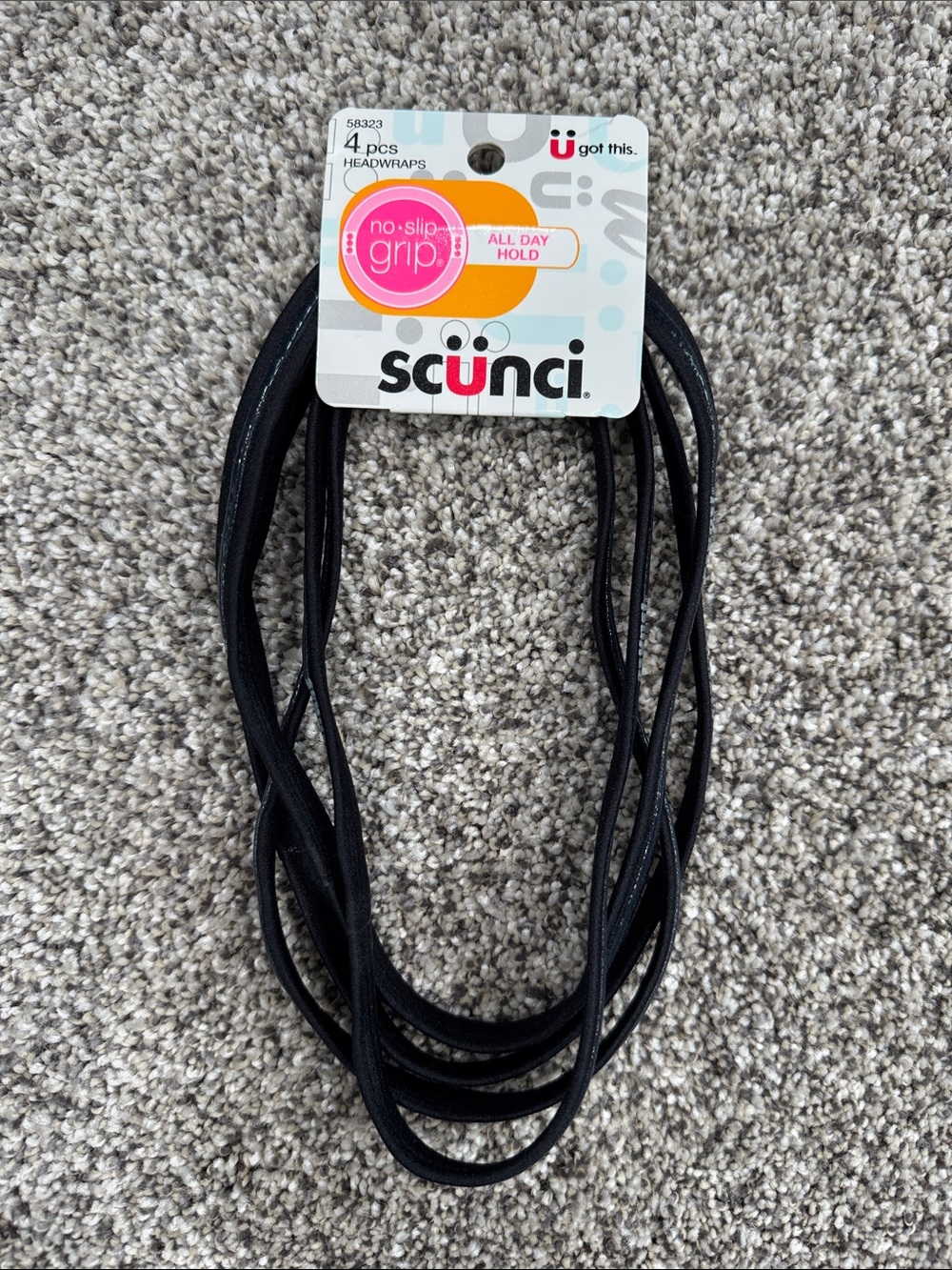 Scunci Black No-Slip Grip Headbands 4 Pack